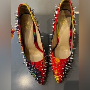 Rainbow Tye Dye Spikes Stilettos Heels Pumps 10